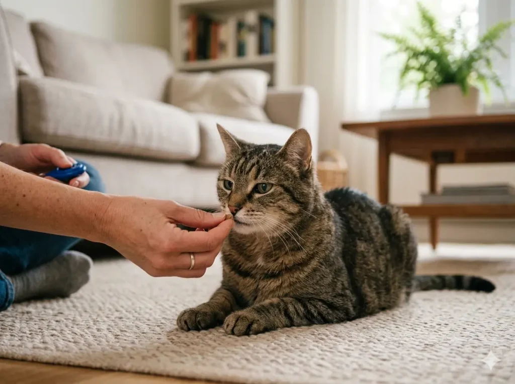 Senior cat training with realistic expectations