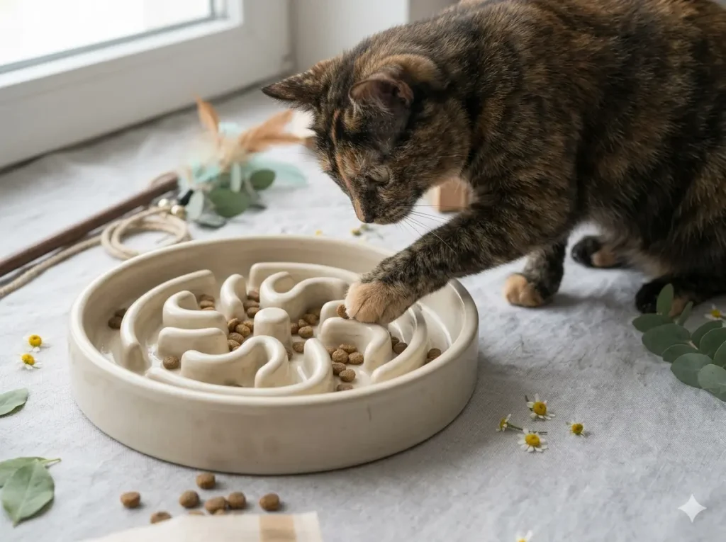 Food puzzle for cat enrichment