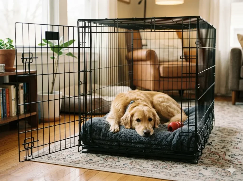Crate vs open bed for dog rest space