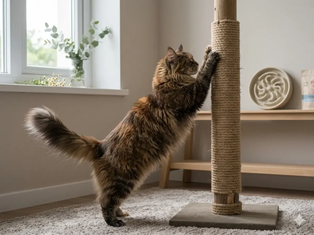 Scratching post sized for large-breed cats