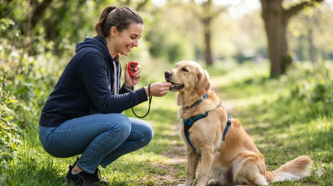 reinforcement dog training — timing and marker use