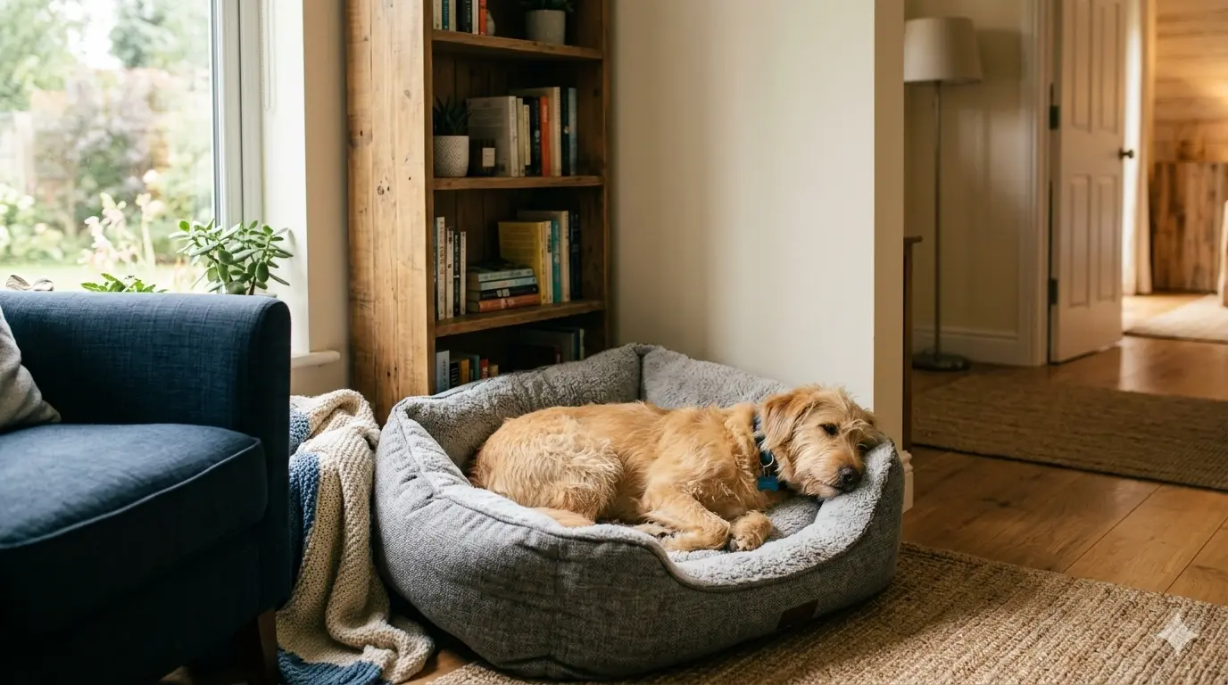 Rest space for your dog — quiet corner setup